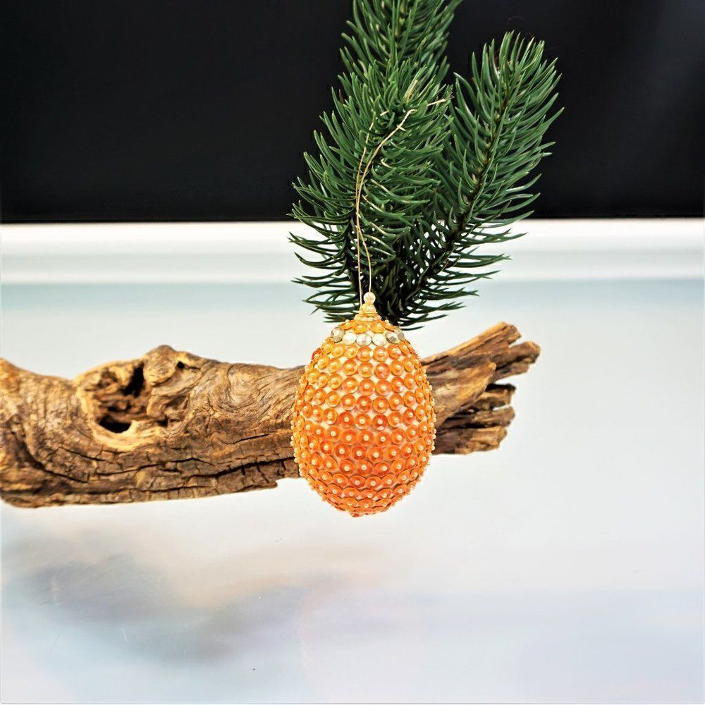 Christmas Ornament Sequined Jeweled Egg Vintage Tree Decoration